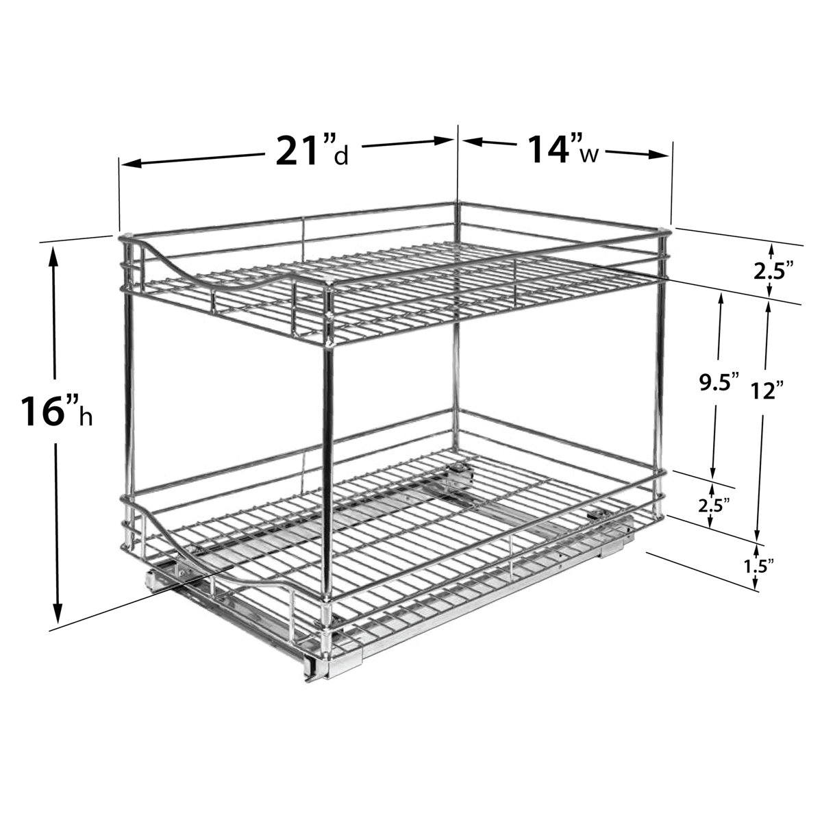 Lynk Professional 2 Tier Sliding Under Pull Out Drawer